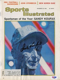Lot of (5) Sportsman of the Year Signed Sports Illustrated Magazines Including Signatures of Koufax, Stargell, & Abdul-Jabbar